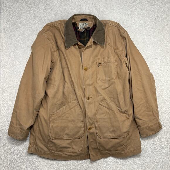 Vtg LL Bean Chore Jacket Mens XXL Tall Canvas Barn Coat Primaloft Lined Corduroy - Picture 1 of 11